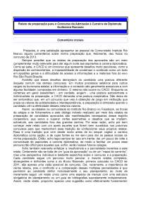 Relato preparação do CACD