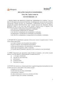 Questionário, 60 questões, gabarito
