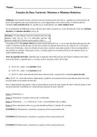 Maximos e minimos exercicios