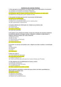 Exercicios de custos e analise financeira