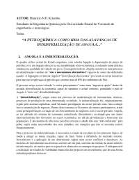 A Petroquímica como uma das alavancas de industrialização de Angola