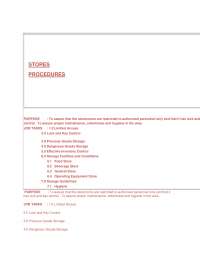 Stores Standadard operating procedures