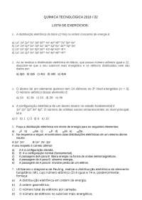 Exercícios de Química Tecnológica: Ligações Químicas e Estruturas de Lewis