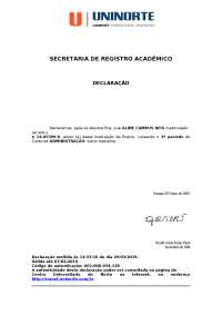 SECRETARIA DE REGISTRO ACADÊMICODECLARAÇÃO