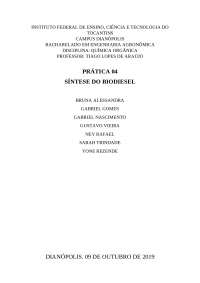 Relatorio Aula Pratica Sintese do Biodiesel