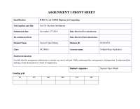 Business Intelligence Assignment 1- BTEC