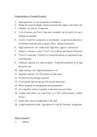 Characteristics of Landed Property