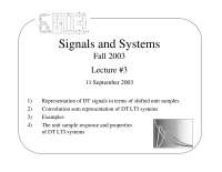 Signals and Systems: Unit Samples and Convolution Sum Representation of DT LTI Systems