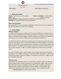 Informe Psicopedagógico: Yeiky De La Cruz Encarnación - Dislexia y Desarrollo Cognitivo