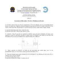 Lista de exercícios  Hidráulica