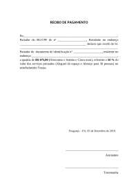 Modelo de recibo de pagamento, para ser usado em compras e vendas de produtos e serviços