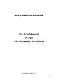 Solução de exercícios livro Controle Essencial 2º ed.