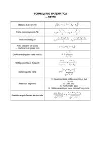 Formulario di Matematica sulle Rette - Docsity