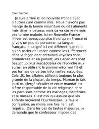 Lettre d'un curé en Nouvelle-France sur la vie quotidienne et ses responsabilités