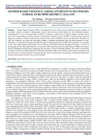 GENDER BASED VIOLENCE AMONG STUDENTS IN SECONDARY SCHOOL IN RUMPHI DISTRICT, MALAWI