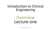 Introduction to Clinical Engineering course (Lecture 1,2,3)