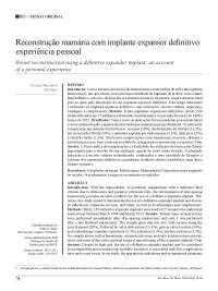 Expansor da mama para reconstrução após mamoplastia