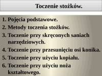 Operacje tokarskie - toczenie stożków.