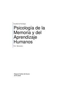 Psicología de la Memoria y del Aprendizaje Humanos - Docsity