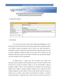 Relatorio Estagio gestão escolar - educação infantil