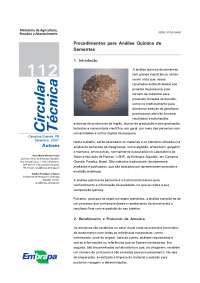 Procedimentos para Análise Química de Sementes