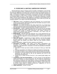 Guidelines in writing laboratory reports - Docsity