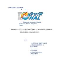 Training report at HAL