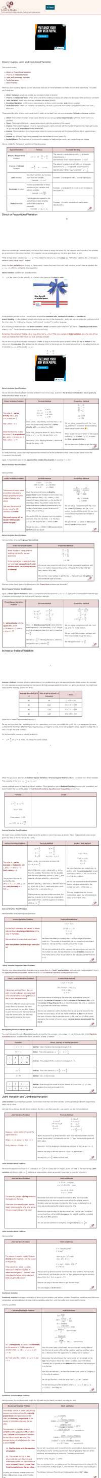 direct inverse variation