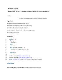 Date 09/12/2019Program 1: Write a Python prog