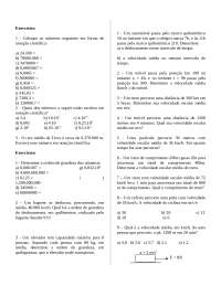 Exercícios de Física: Notação Científica, Ordem de Grandeza, Velocidade Média
