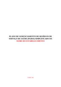 Plano de gerenciamento de resíduos de serviço de saúde - Simplificado