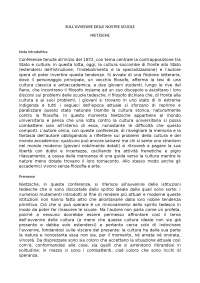 Friedrich Nietzsche, Sull'avvenire delle nostre scuole