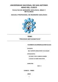 METASOMATISMO YACIMIENTOS