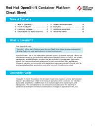 Red Hat OpenShift Container Platform Cheat Sheet - Docsity