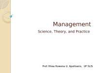 Management- Science, Theory and Practice