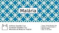 Apresentação de artigos sobre Malária