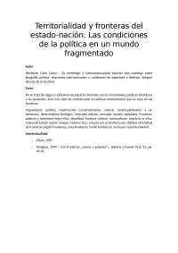 Territorialidad, fronteras y Estado