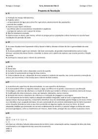 Terra, Universo de Vida 11º - PROPOSTA DE RESOLUÇÃO
