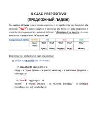 Il caso prepositivo e accusativo