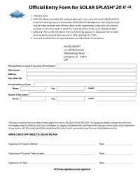 Solar Splash 2020 Entry Form