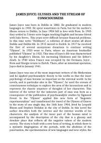 JAMES JOYCE: ULYSSES AND THE STREAM OF CONSCIOUSNESS - Docsity