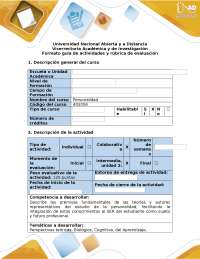 Guía de Actividades y Rúbrica de Evaluación: Personalidad (403004)