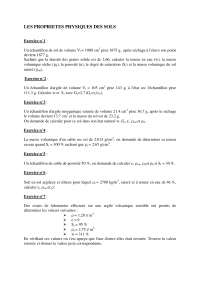 Exercices sur les Propriétés Physiques des Sols