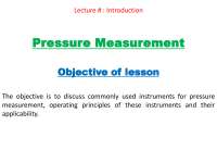 Lecture notes on Pressure Measurement