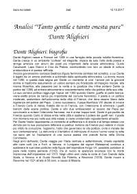 Dante Alighieri: ''Tanto gentile e tanto onesta pare''