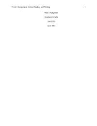 Week 3: Critical Reading & Writing - Anthropological Research on Aboriginals