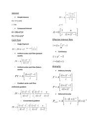 Engineering Economy Formulas