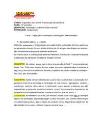 Introdução à Automação e Instrumentação Industrial na Engenharia de Controle e Automação