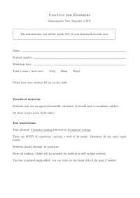 Calc Mid-Sem Test 2017 PAST EXAMS