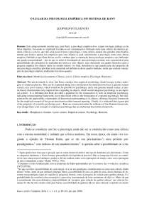 Kant e a Construção da Psicologia Empírica: Um Quadro Transcendental e Heurístico
